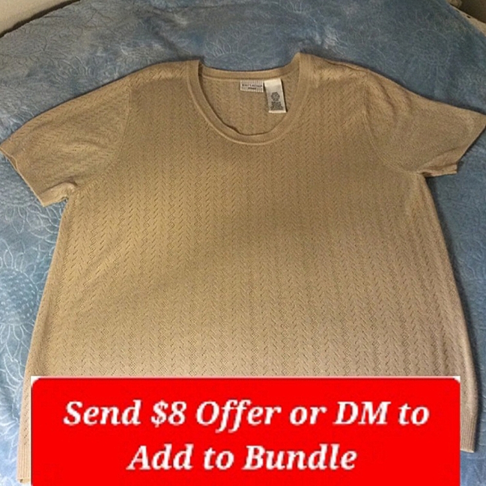 🟥 White Stag Beige Women’s short Sleeve Sweater